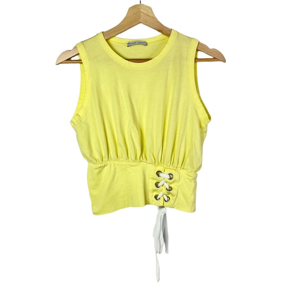 Zara Tops - Zara Yellow Lace Up Side Cropped Tank Top S